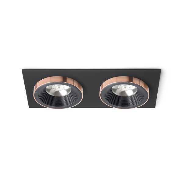 Spot SHARM SQ II encastrable noir/noir cuivre 230V LED 2x10W 24° 3000K