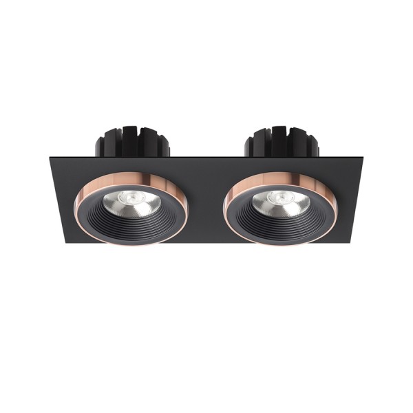 Spot SHARM SQ II encastrable noir/noir cuivre 230V LED 2x10W 24° 3000K