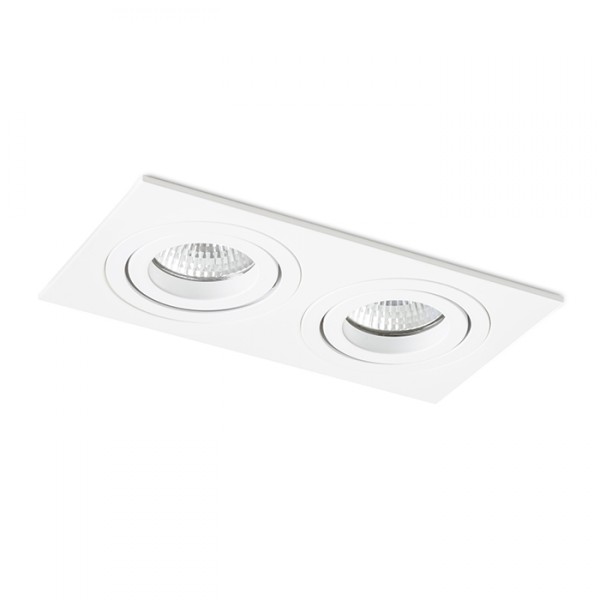 Double spot encastrable PASADENA GU10 SQ II encastrable blanc 230V LED GU10 2x7W