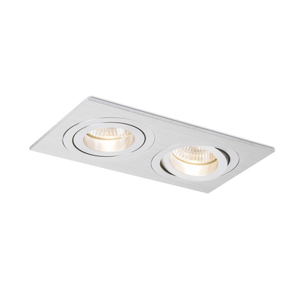 Double spot encastrable PASADENA GU10 SQ II encastrable aluminium brossé 230V LED GU10 2x7W