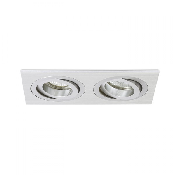 Double spot encastrable PASADENA GU10 SQ II encastrable aluminium brossé 230V LED GU10 2x7W