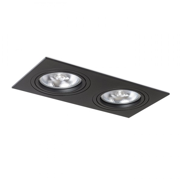 Double spot encastrable PASADENA G53 SQ II noir 230V LED G53 2x15W