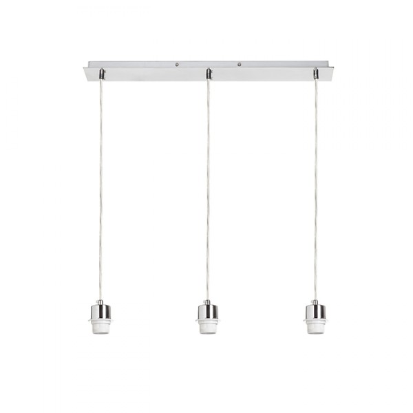 Suspension MORE 60 base de plafond suspendue chrome 230V LED E27 3x15W