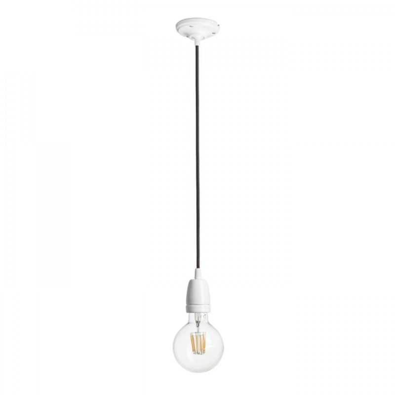 Suspension FABIO noir porcelaine 230V LED E27 15W