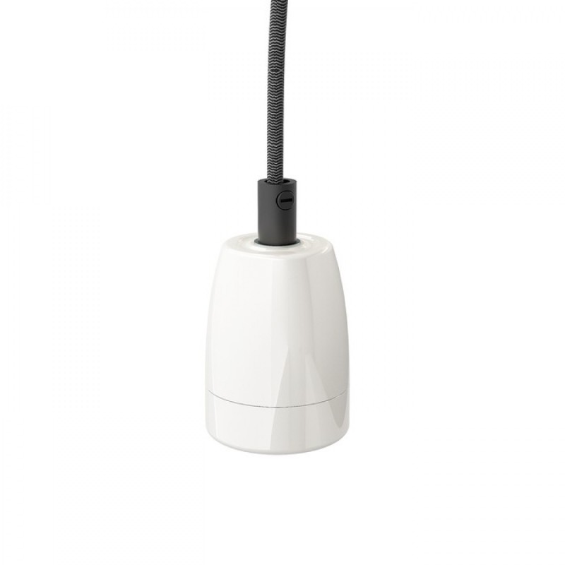 Suspension FABIO noir/blanc porcelaine 230V LED E27 15W