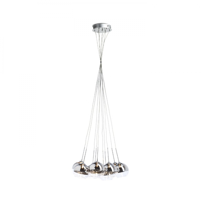 Suspension ASTRAL verre teinté chromé/verre clair 230V/12V G4 10x20W