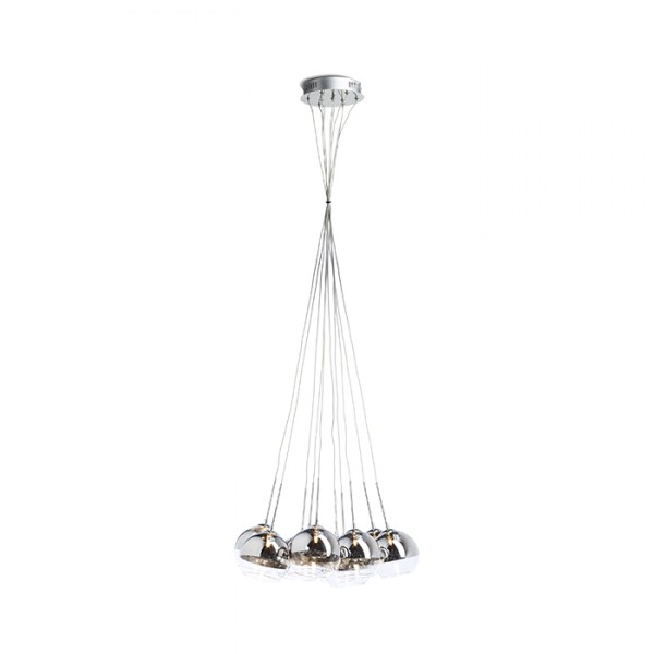 Suspension ASTRAL verre teinté chromé/verre clair 230V/12V G4 10x20W