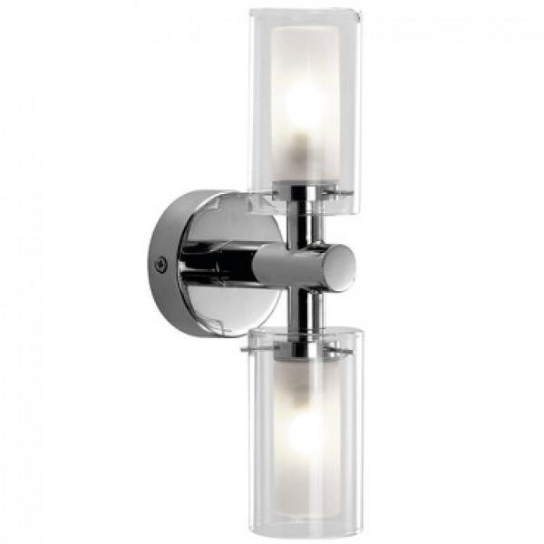 HELIS II murale  chrome/verre clair/verre satiné 230V G9 2x5W IP44