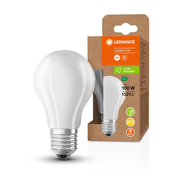 OSRAM ULTRA ECONOMY 210lm/W Classic A mat 230V E27 LED EQ100 3000K