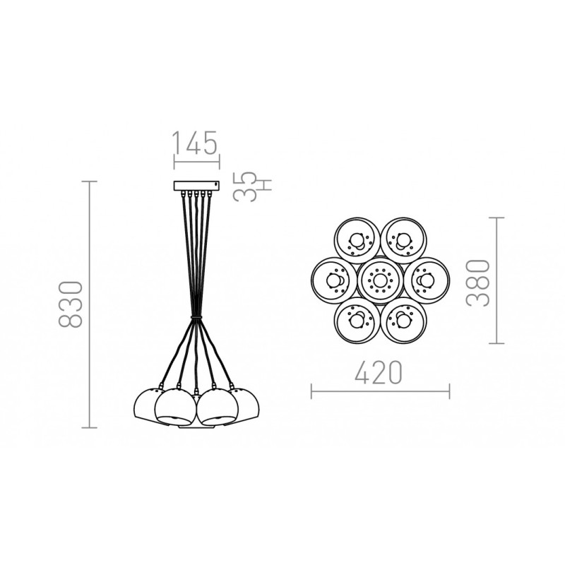 Suspension ASTROMET VII chrome 230V LED E27 7x11W