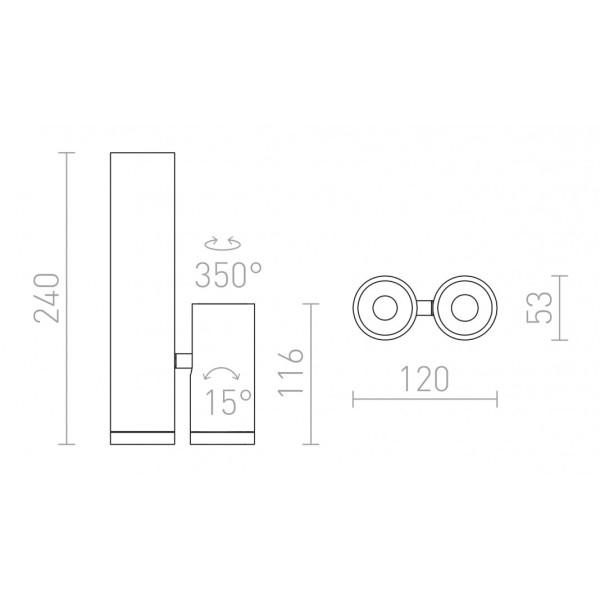 Plafonnier BOGARD TWIN noir mat 230V LED 2x5W 40° 3000K