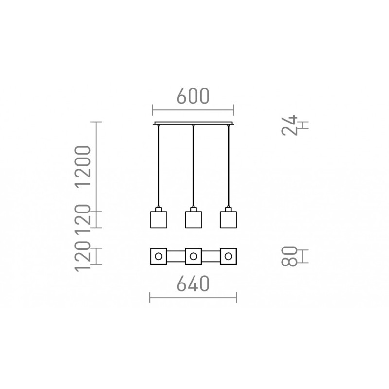 Luminaire suspendu DADOS III 60 verre opale coloré/nickel mat 230V LED E27 3x11W