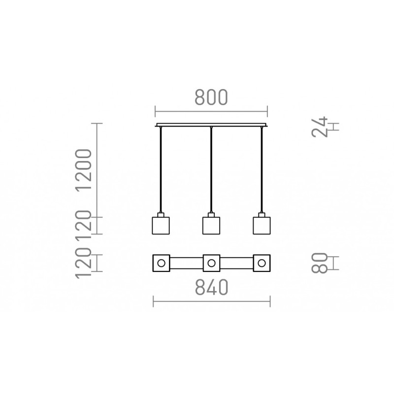 Luminaire suspendu DADOS III 80 verre opale coloré/nickel mat 230V LED E27 3x11W