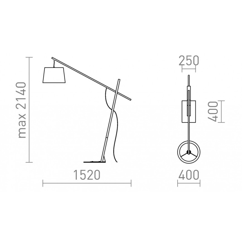 Lampadaire DANTE noir bois 230V LED E27 15W