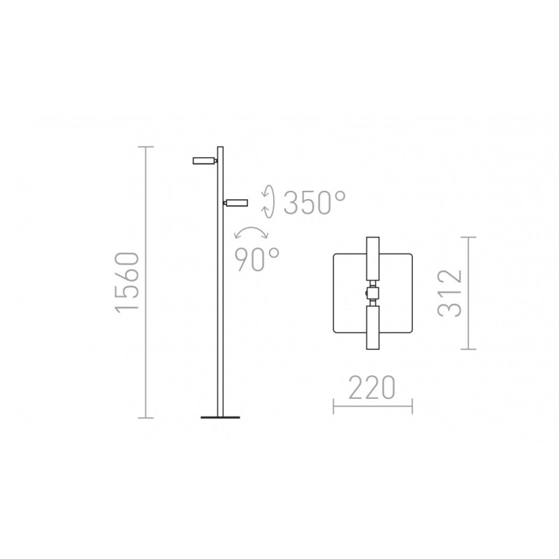 Lampadaire FADO noir 230V LED 2x3W 45° 3000K