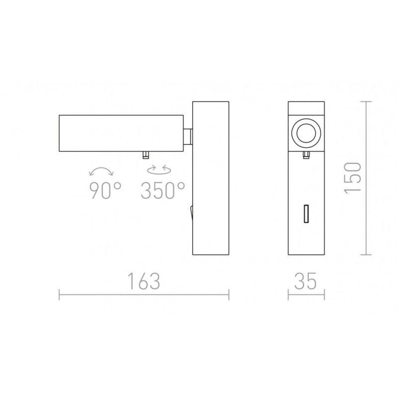 Applique FADO I murale noir 230V LED 3W 45° 4000K