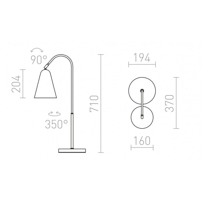 Lampe à poser GARBO table noir chrome 230V LED E27 15W