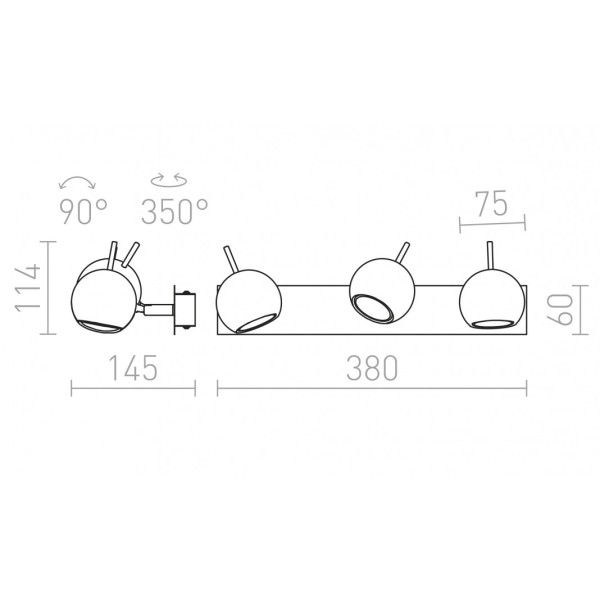 Applique avec trois GLOSSY III chrome 230V LED GU10 3x8W