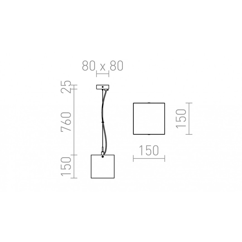 Suspension LUCIA 15x15 verre satiné/chrome 230V LED G9 5W