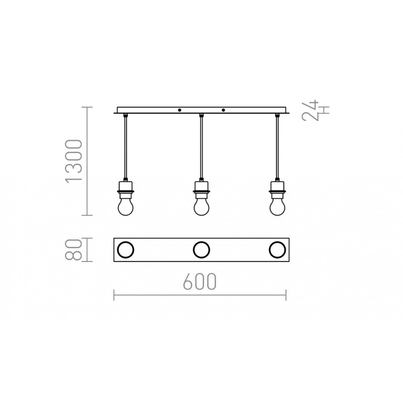 Suspension MORE 60 base de plafond suspendue nickel mat 230V LED E27 3x15W