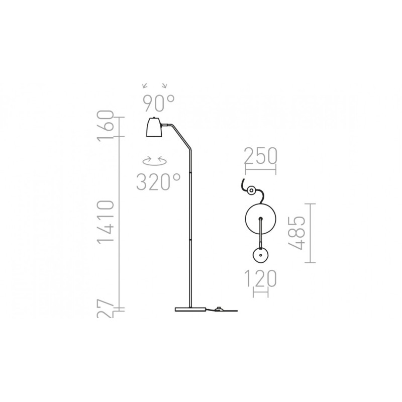 Lampadaire PRAGMA noir chrome 230V LED E27 11W