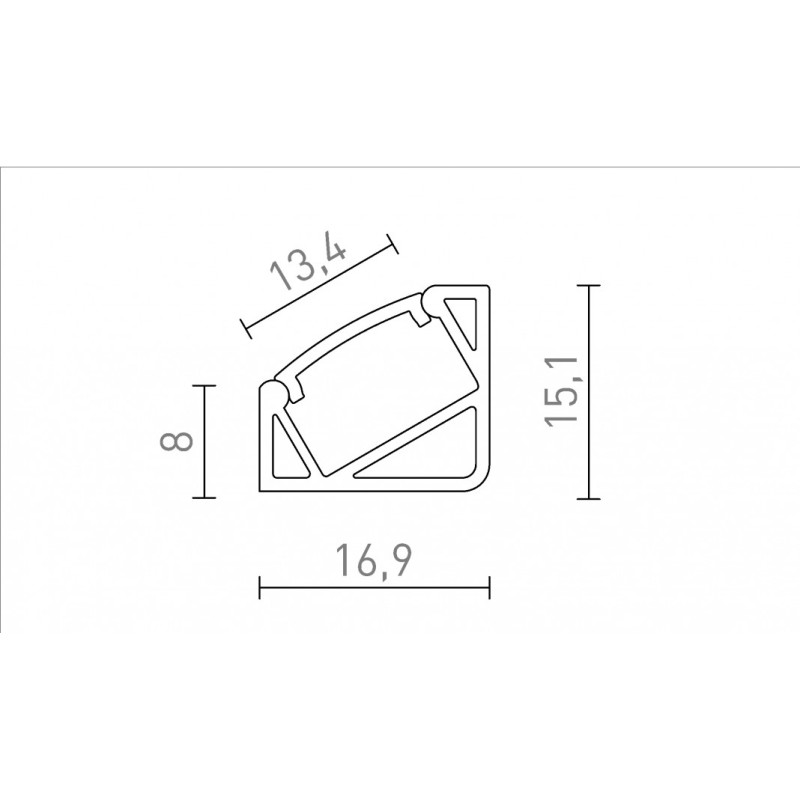 Profilé d'angle LED PROFILE I 30/60 montage en surface 1m aluminium anodisé/acrylique mat