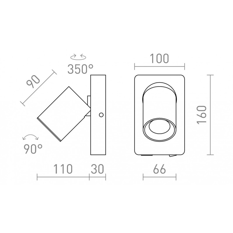 Applique murale VOLTERA USB blanc 230V LED GU10 9W