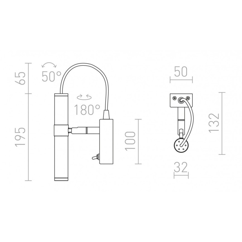 Applique design chromée VIPER WL noir chrome 230V LED 3W 60° 3000K