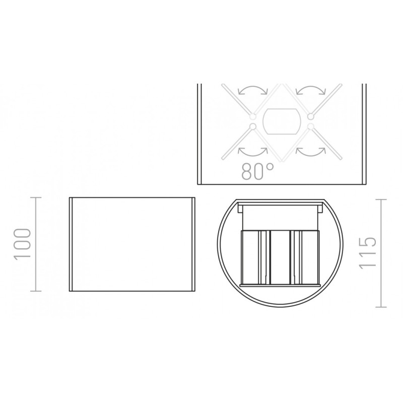 Applique LED murale TITO R aluminium brossé 230V LED 6W IP54 3000K