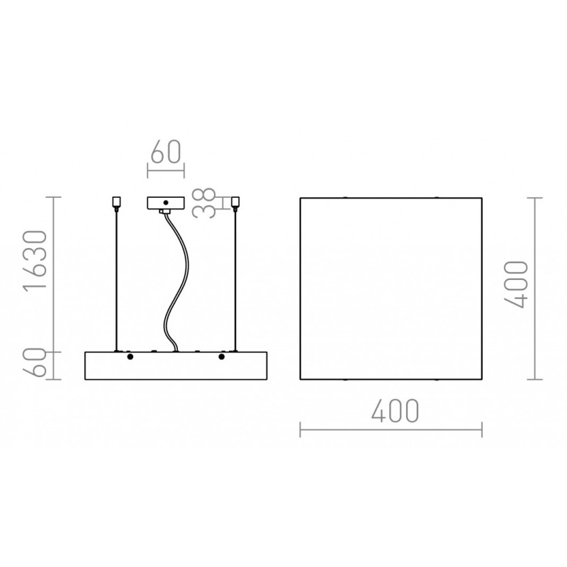 Suspension STRUCTURAL 40x40 verre satiné 230V 2G11 2x24W