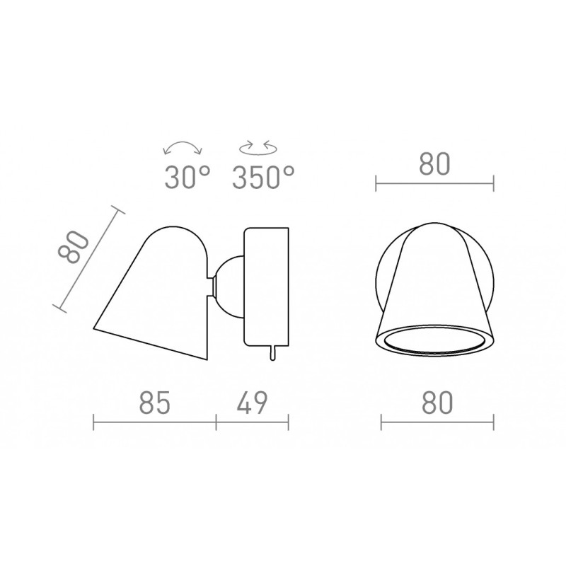 e applique LED STIG murale noir 230V LED 5.6W 34° 3000K