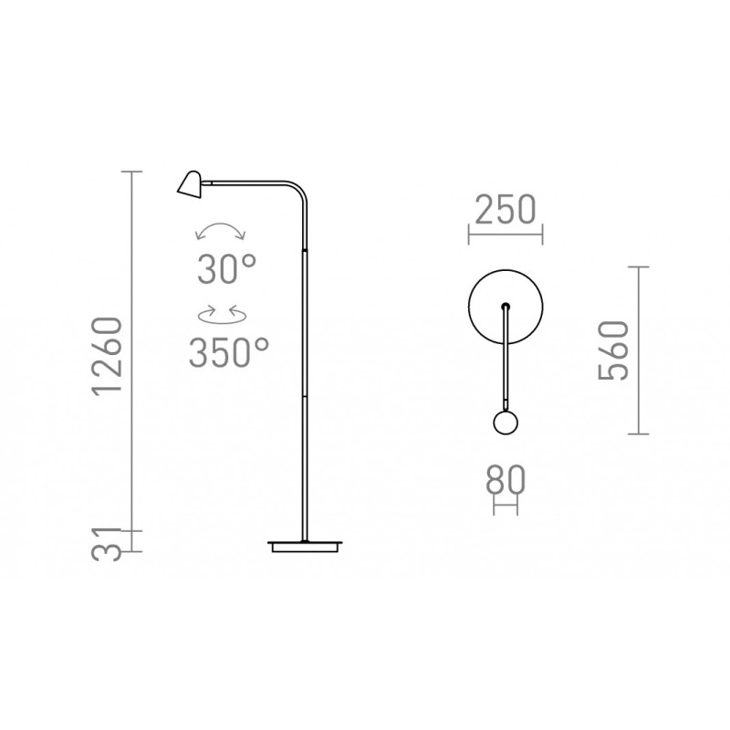 Lampe STIG lampadaire noir 230V LED 8.4W 34° 3000K