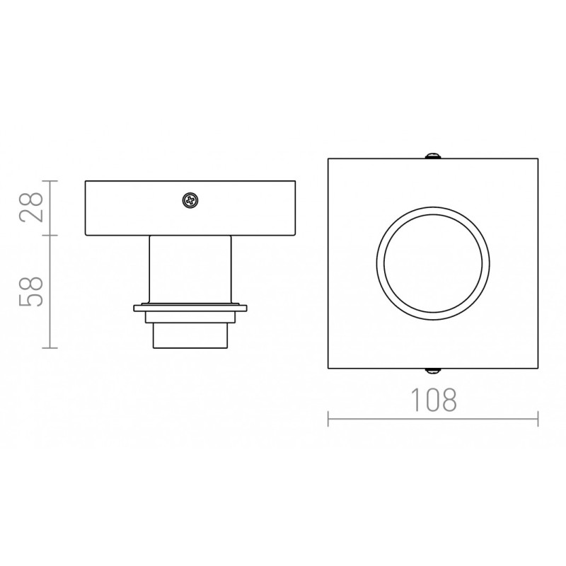 Base plafond SOLO SQ chrome 230V LED E27 15W