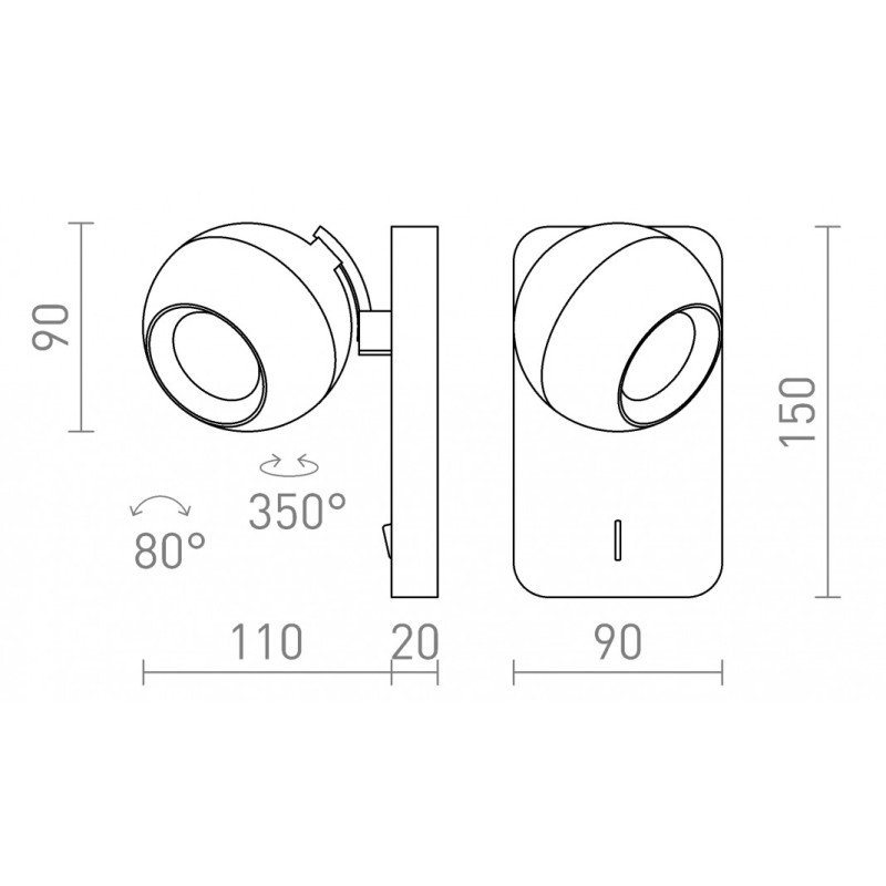 Applique murale SIENA blanc 230V LED GU10 9W