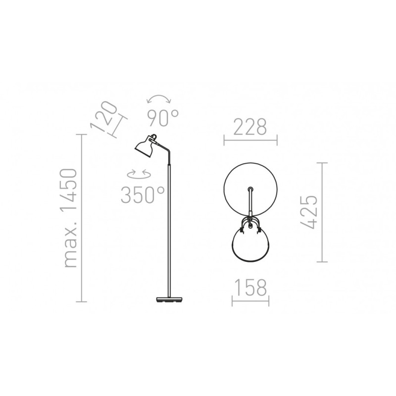 Lampadaire ROSITA blanc/gris argent 230V LED E27 11W