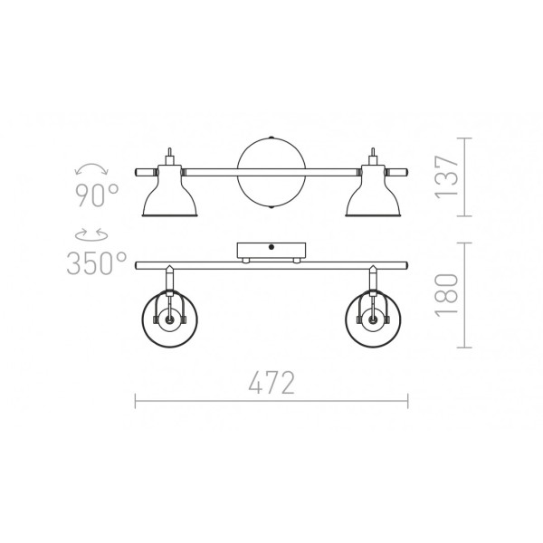 Luminaire mural/plafond ROSITA II blanc/gris argent 230V LED GU10 2x9W