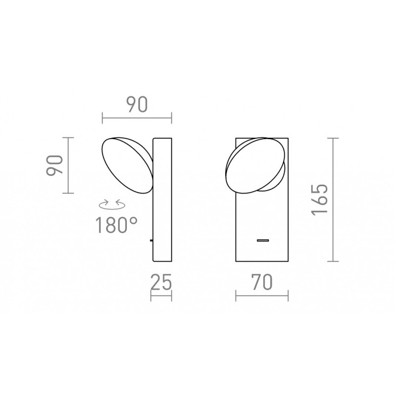 Applique LED ELISEO murale noir 230V LED 5W 3000K