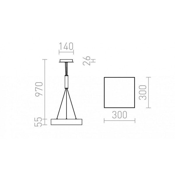 Plafonnier LED LARISA SQ 30 noir 230V LED 30W 3000K