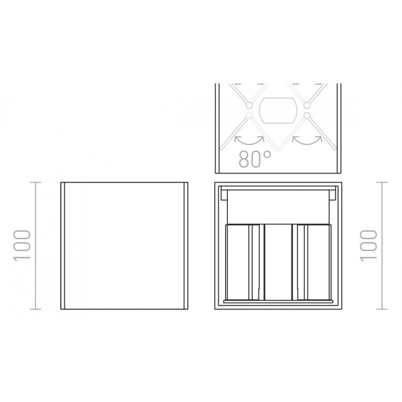 Applique LED murale TITO SQ DIMM noir 230V LED 2x3W IP65 3000K