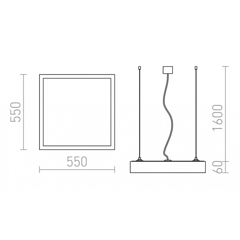 Luminaire suspendu LED STRUCTURAL LED 55x55 aluminium brossé 230V LED 48W 3000K