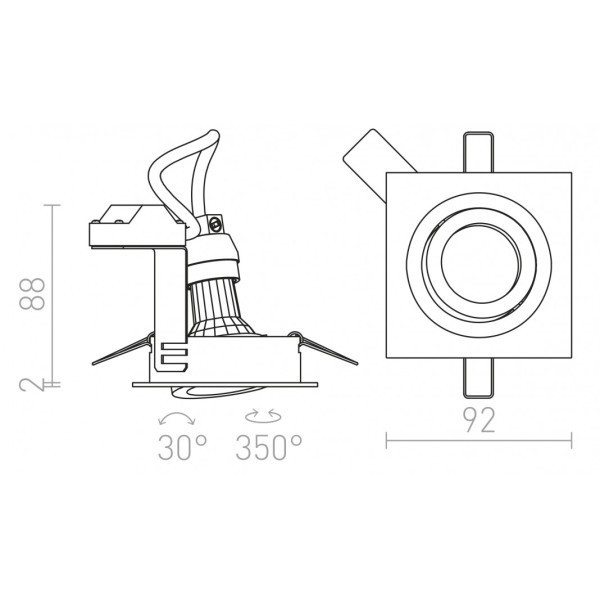 Spot PASADENA GU10 SQ I encastrable noir 230V LED GU10 7W